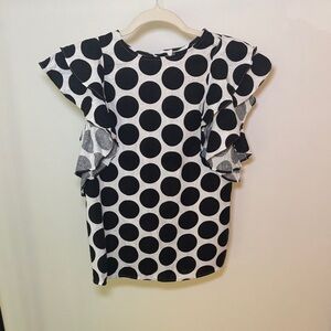 Who What Wear Black and White Polka Dot Blouse